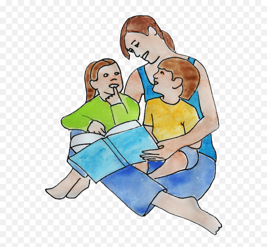 Mom Reading To Kids - Sitting Clipart Full Size Clipart Comfort Emoji,Kids Reading Clipart