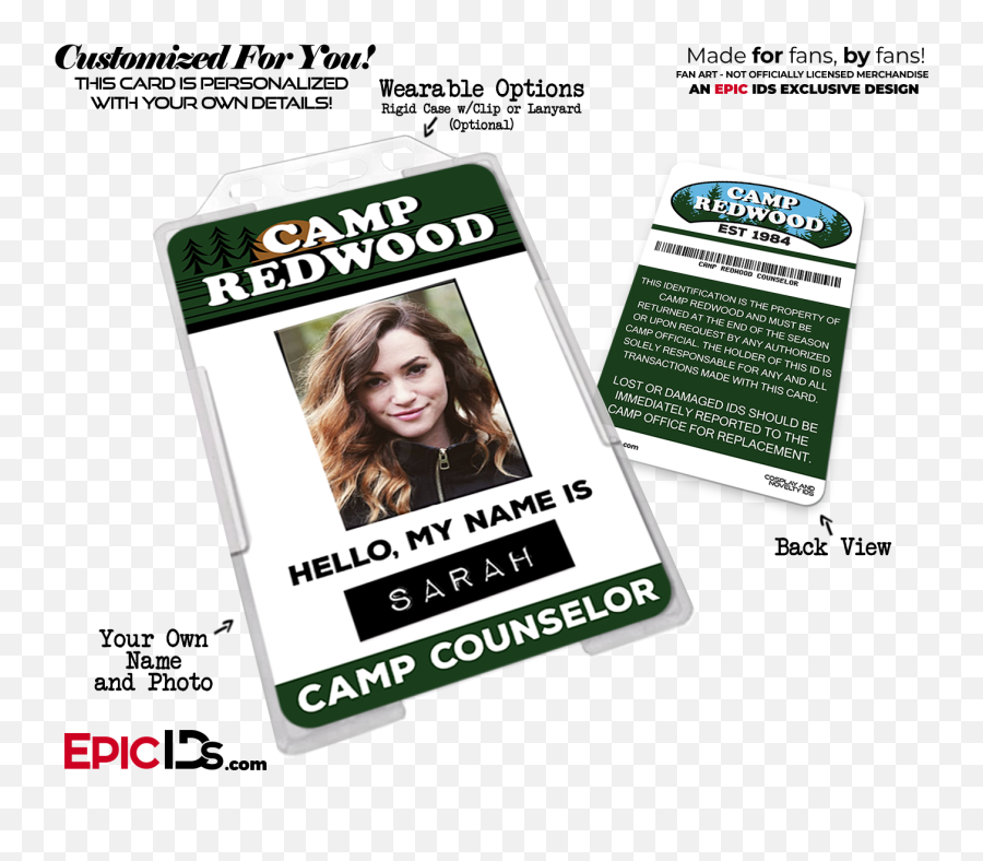 Camp Redwood U0027american Horror Storyu0027 Camp Counselor Cosplay Name Badge Custom Photo Personalized - Nasa Id Emoji,American Horror Story Logo
