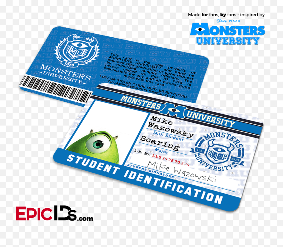 Monsters University Cosplay Student Id - Tarjetas De Monster University Emoji,Monsters Inc Logo