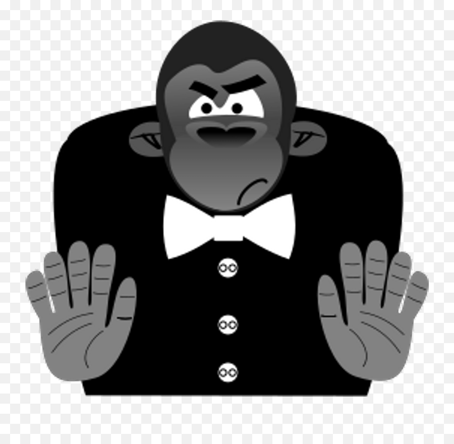 Gorilla In A Bowtie - Black And White Clipart Free Download Emoji,Black Bow Tie Clipart