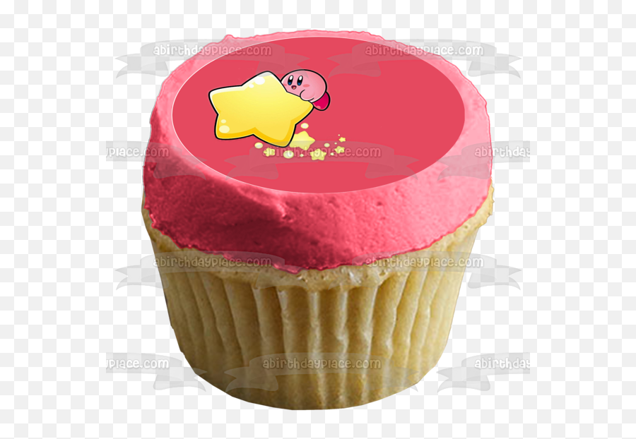 Kirby Stars Pink Background Edible Cake Topper Image Abpid00941 Emoji,Kirby Transparent Background