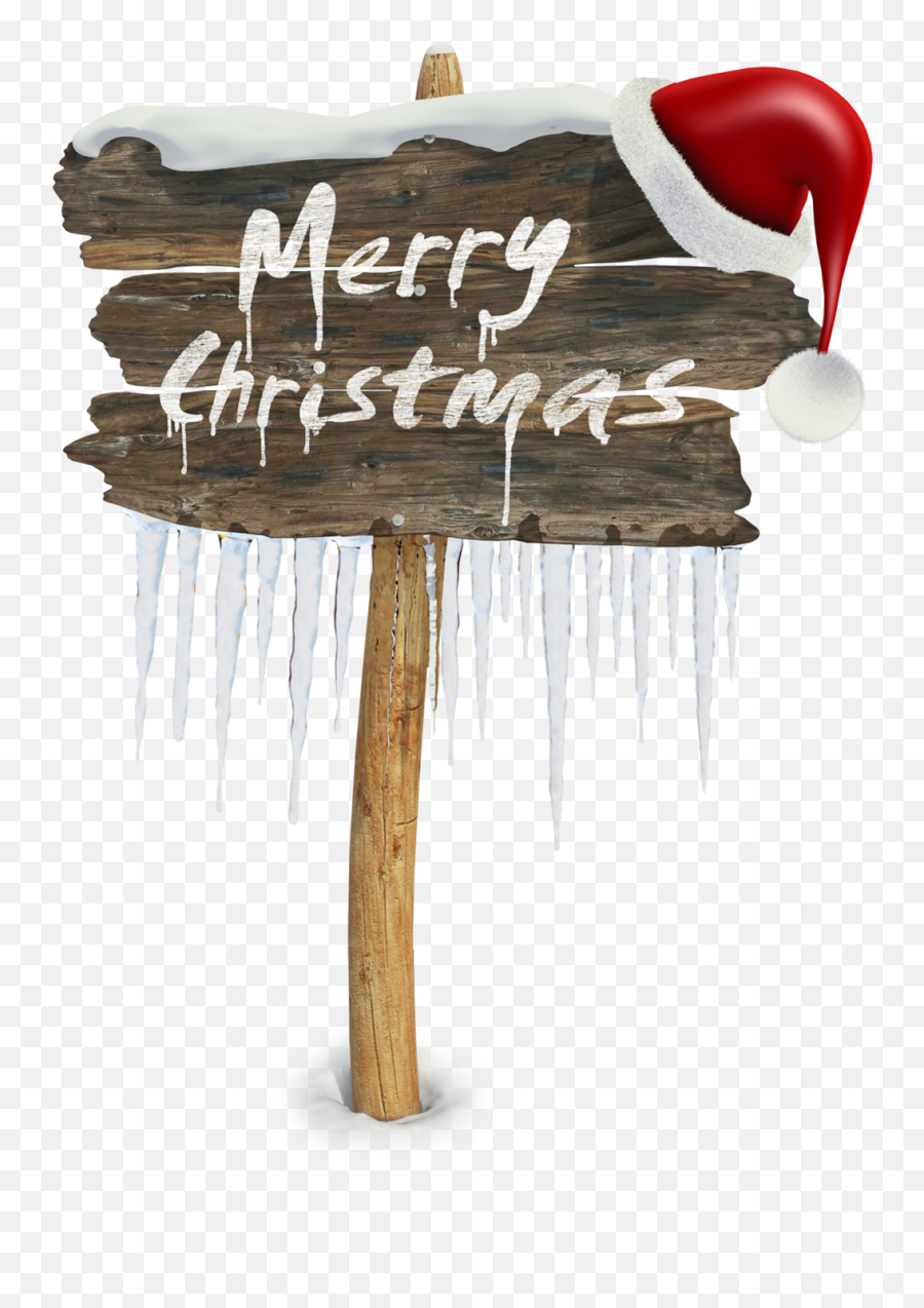 Merry Christmas Sign Wood With Christmas Hat Png - 32316 Clipart Merry Christmas Png Emoji,Christmas Hat Png