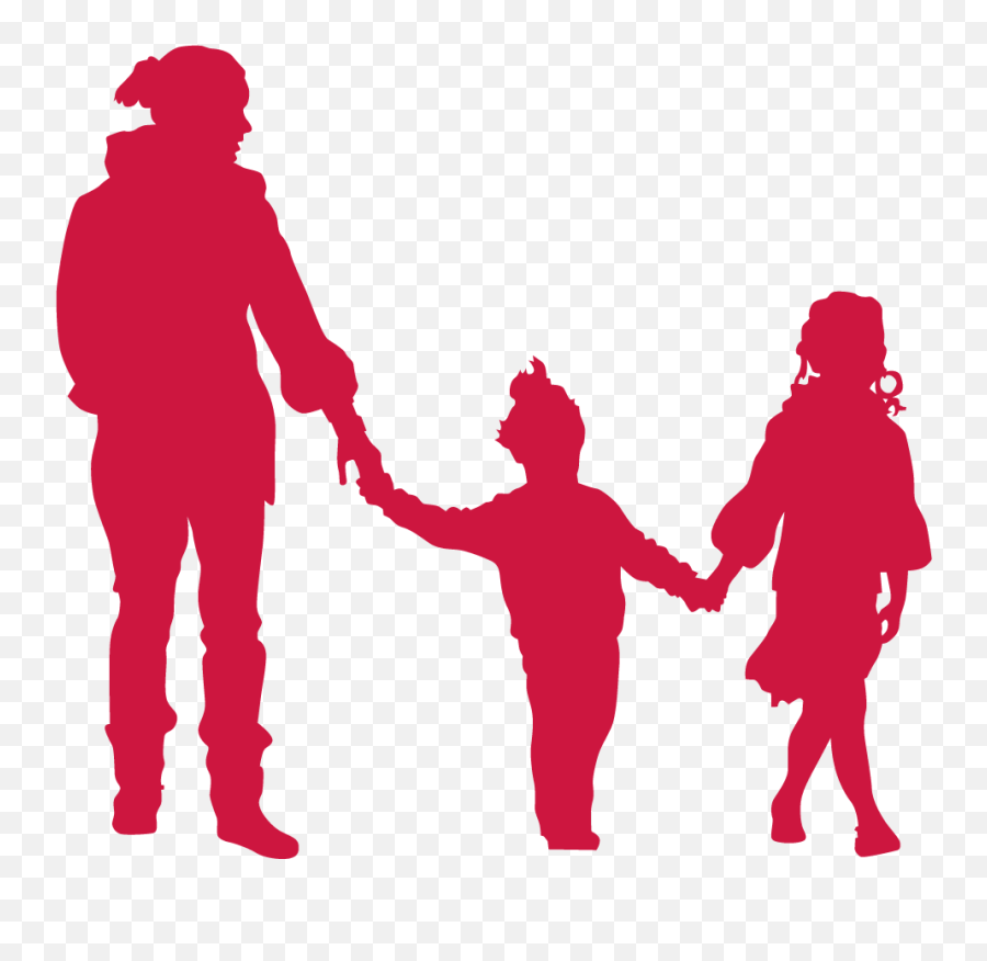 Download Mum With Two Kids Red - People Silhouette Red Png Silhouette Red People Png Emoji,People Silhouette Png