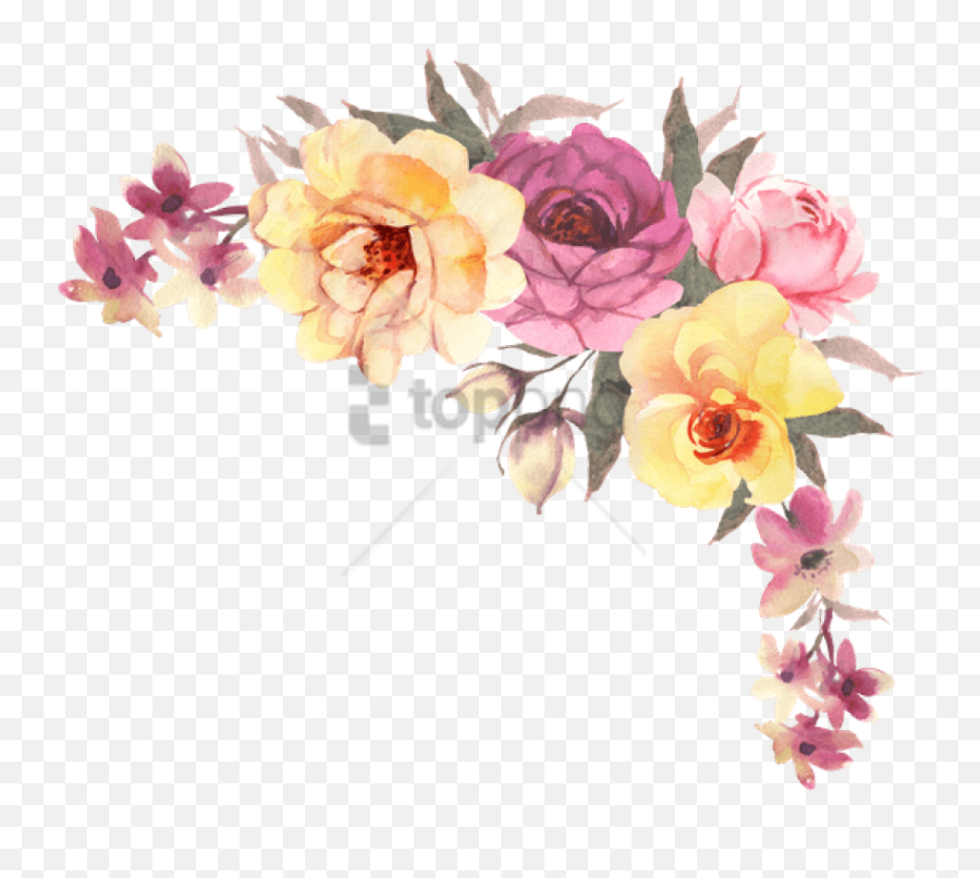 Download Free Png Transparent Watercolor Flowers Png Image - Watercolor Flower Corner Transparent Background Emoji,Flower Png