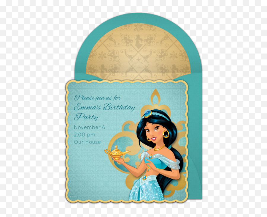Princess Jasmine Free Birthday Party - Blank Princess Jasmine Invitation Emoji,Princess Jasmine Png