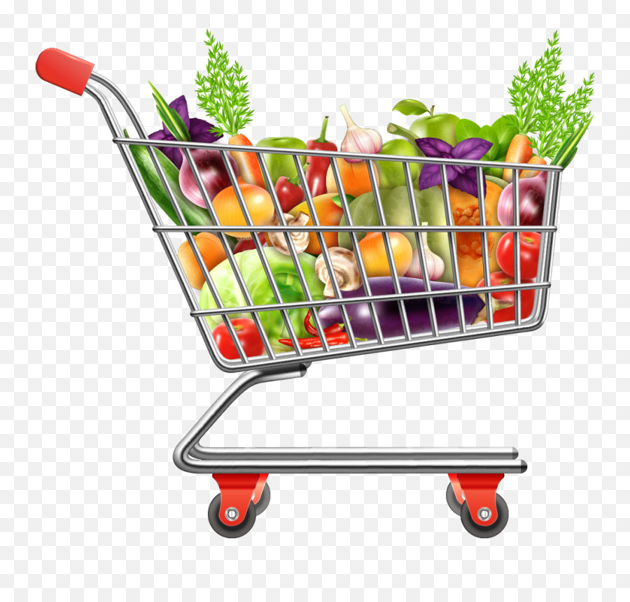 Download Vegetable Clipart Supermarket - Shopping Cart Png Fruits And Vegetables Cart Png Emoji,Vegetable Clipart