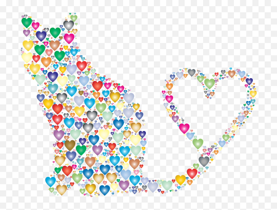 Cat 2 Silhouette Heart Tail Hearts 3 Abstract Animals Cat - Gatos Con Corazón Png Emoji,Heart Silhouette Png