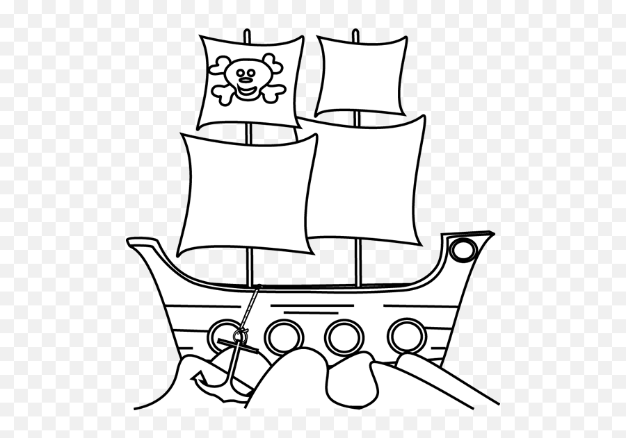 Pirate Clip Art - Pirate Images Pirate Boat Clipart Black And White Emoji,Pirate Ship Png
