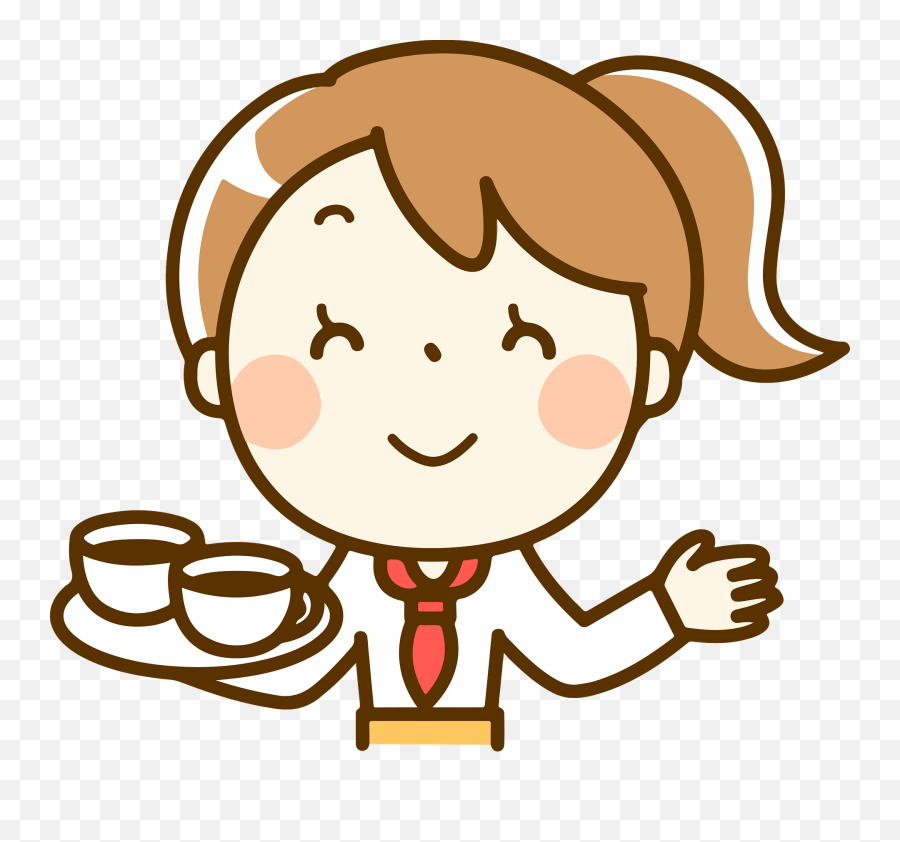 Cafe Waitress Girl Clipart - Girl Eating Breakfast Png Emoji,Waiter Clipart