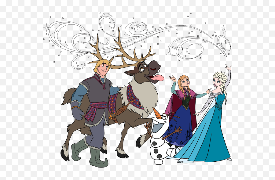 Clip Art Of Anna Elsa Olaf Kristoff And Sven Frozen - Anna Elsa Sven Kristoff E Olaf Emoji,Elsa Clipart