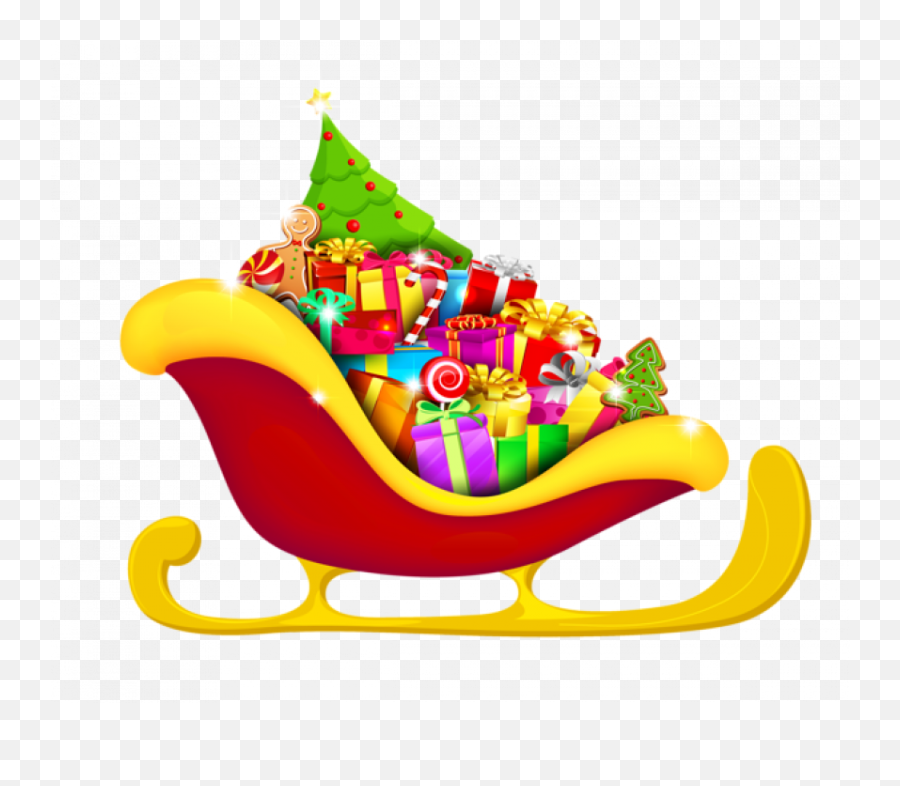 Santa Sleigh Clipart Png - Sleigh With Presents Png Emoji,Santa Sleigh Clipart