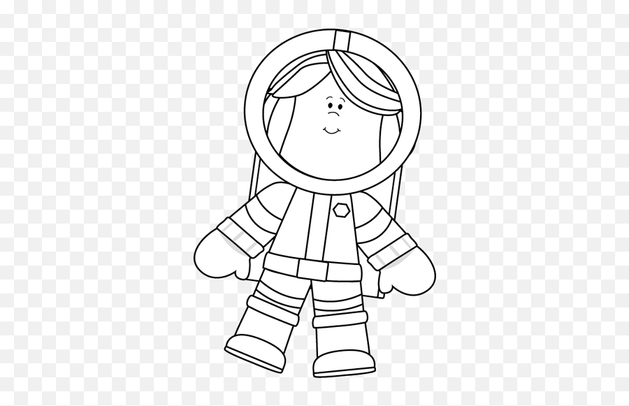 White Little Girl Astronaut Clip Art Emoji,Astronaut Clipart Black And White