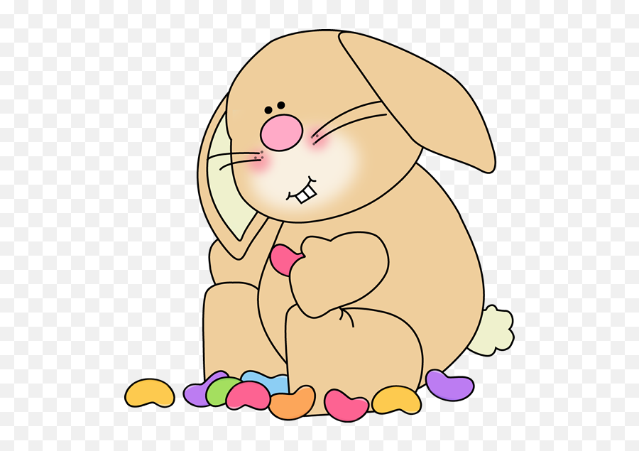 Bunny Eating Jelly Beans Clip Art - Bunny With Jelly Beans Emoji,Beans Clipart