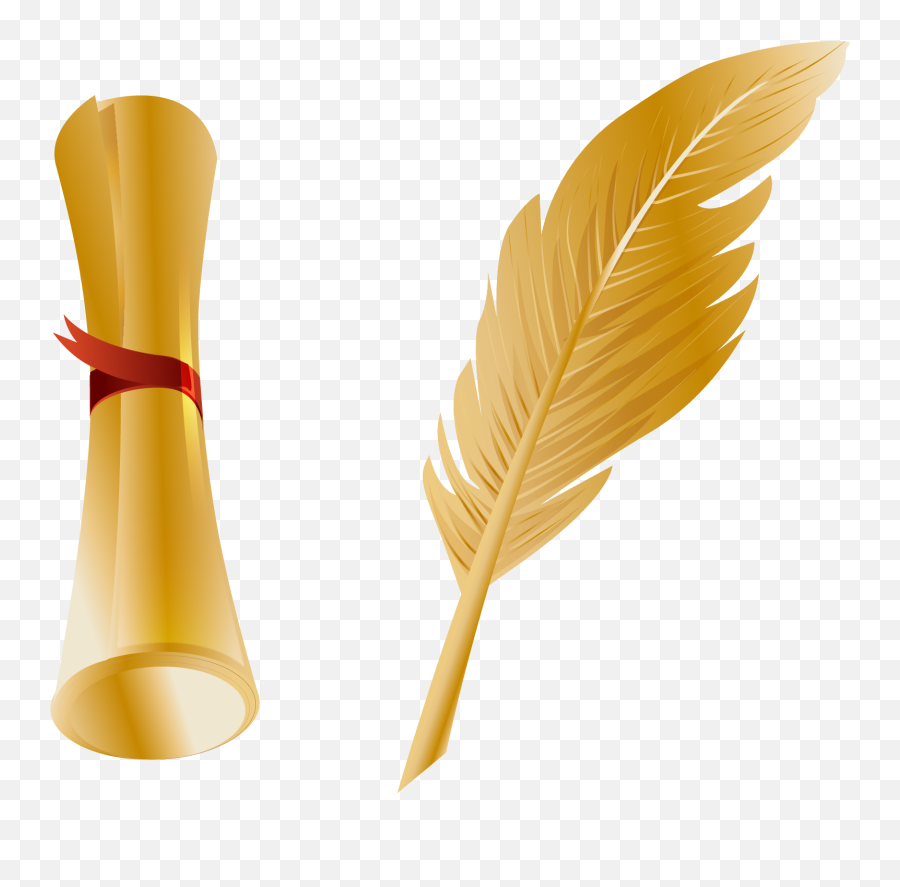 Paper Quill Pen Feather - Pen With Feather Png Clipart Pluma At Papel Png Emoji,Paper And Pen Clipart