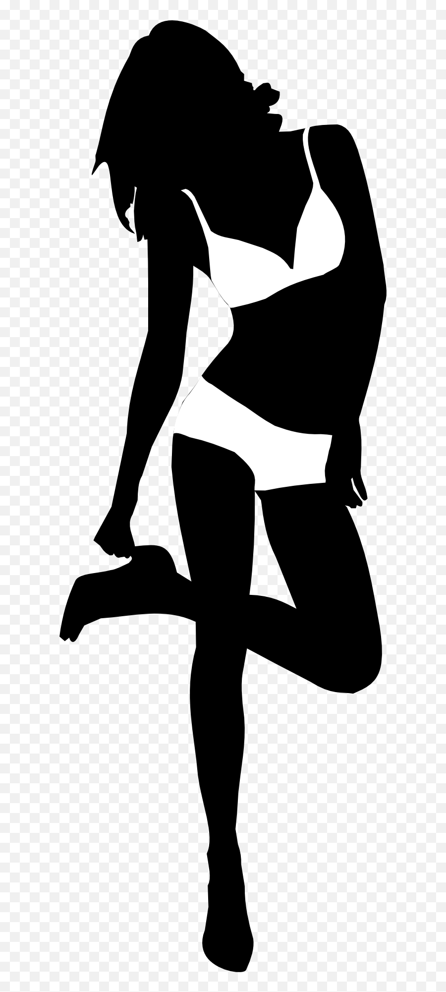 Silhouette Of The Woman In A Bikini Clipart Free Image Download Emoji,Swimsuit Clipart Black And White