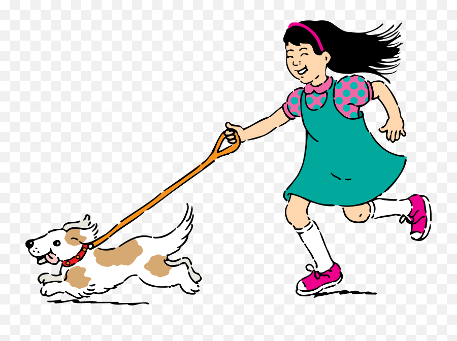 Running Clipart Frpic - Girl And Dog Running Clipart Emoji,Running Clipart
