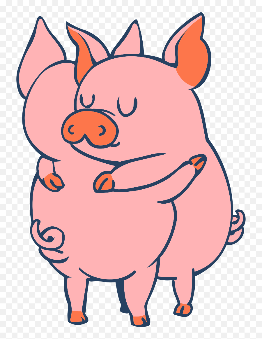 Cute - Pig Hugging Each Other Emoji,Hugging Clipart