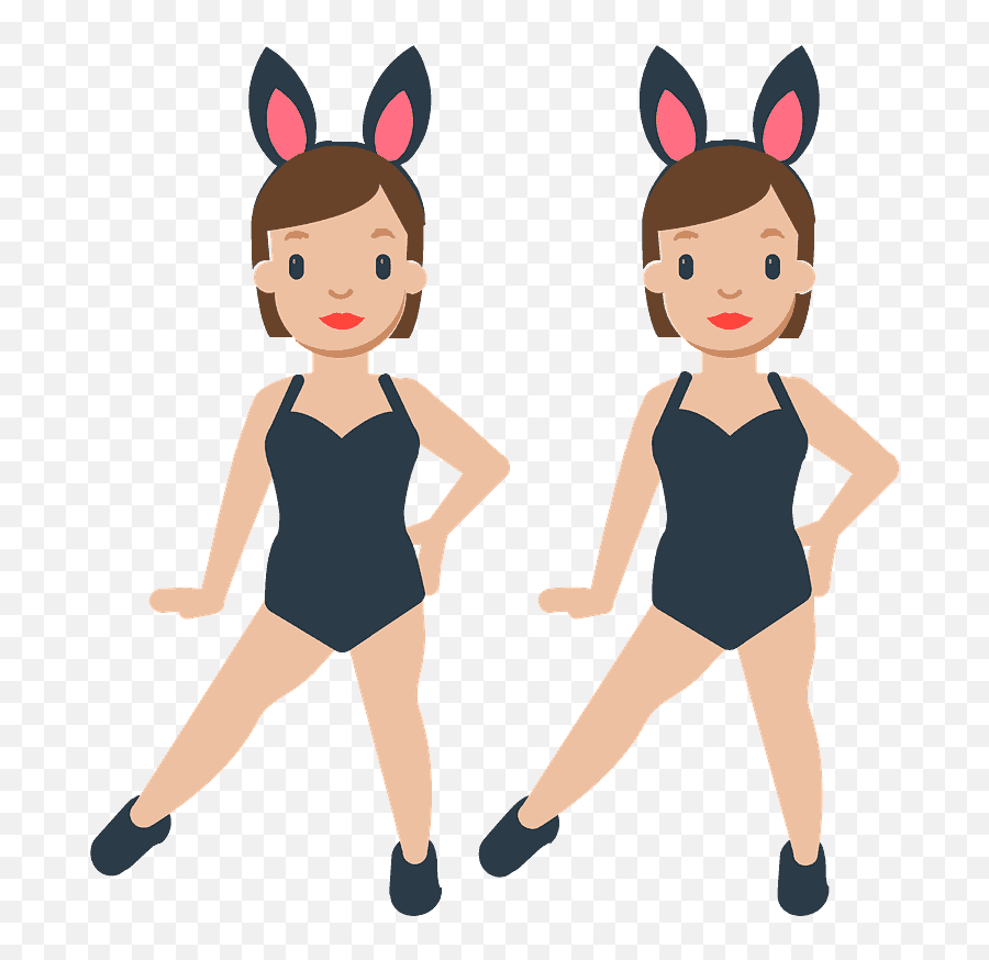 Men With Bunny Ears Emoji Clipart - Women With Bunny Ears Emoji,Bunny Ears Png