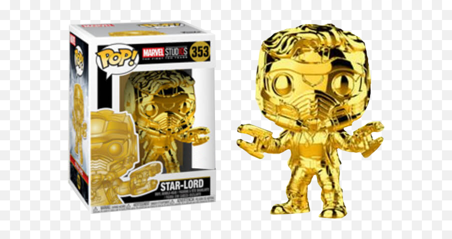 Marvel Funko Pop Star - Lord Gold Chrome 353 Emoji,Starlord Png