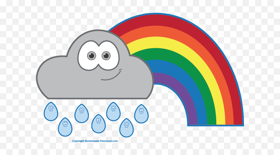 Free Rain Clipart - Smiling Rain Cloud With Rainbow Emoji,Raining Clipart