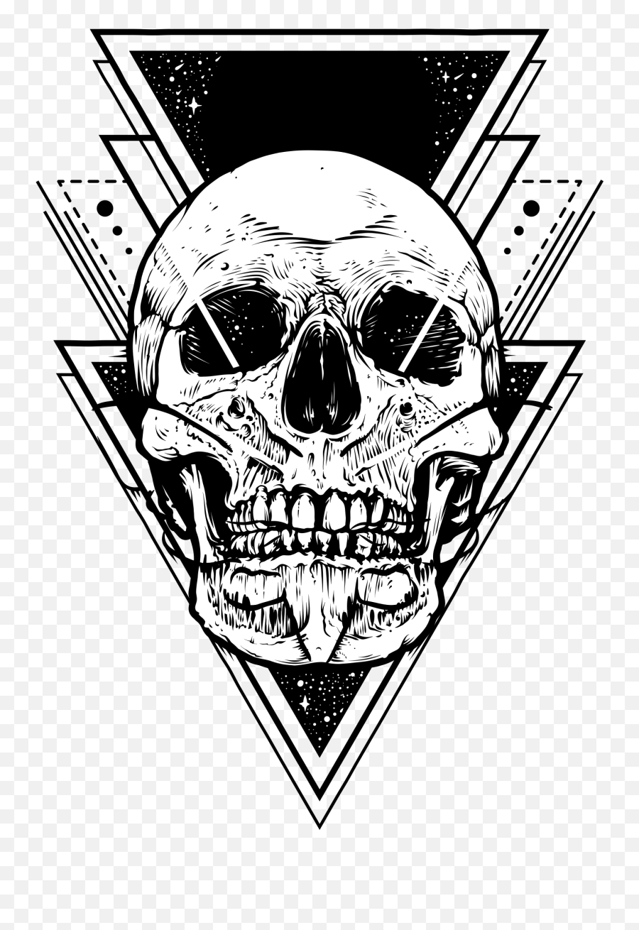 Cool Skull Tattoo Design Png Image Free - Skull Geometric Tattoo Designs Emoji,Skull Png