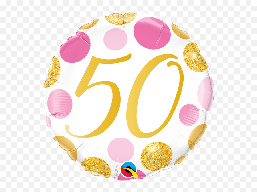 50 Pink U0026 Gold Dots 18 Foil Balloon Clipart - Full Size Emoji,Pink Balloon Clipart