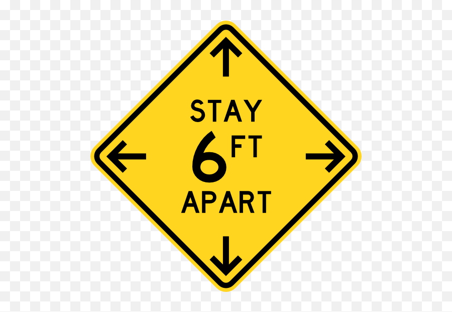 Stay 6 Ft Apart Caution Sign Floor Sticker Emoji,Stay Clipart