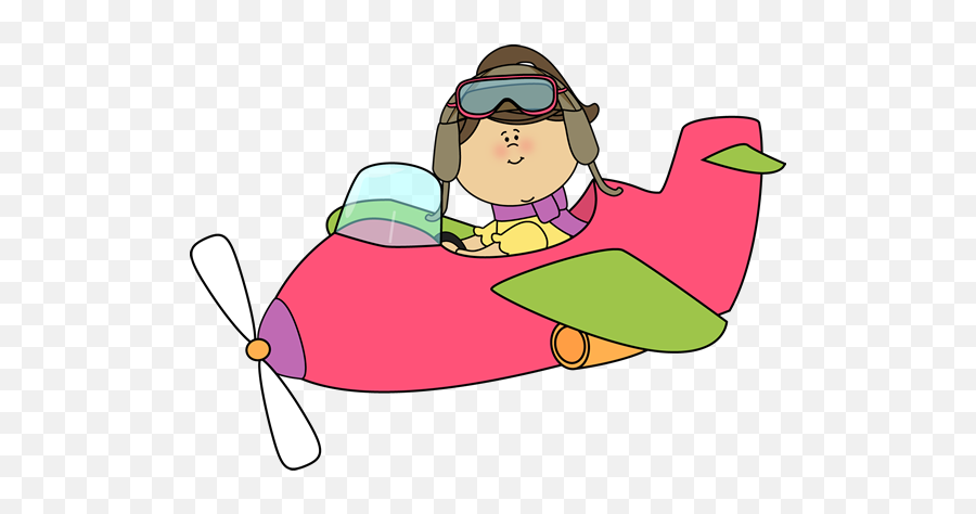 Girl Flying A Pink Plane - Fly A Plane Clipart Emoji,Airplane Clipart