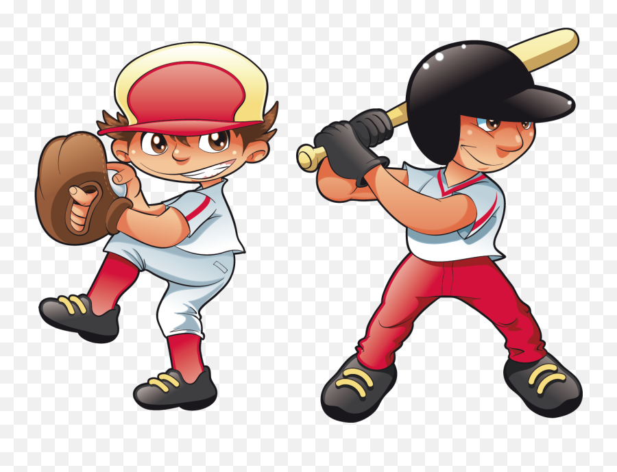Baseball Field Batting Helmet - Vector Handdrawn Cartoon Baseball Players Animated Emoji,Baseball Diamond Clipart