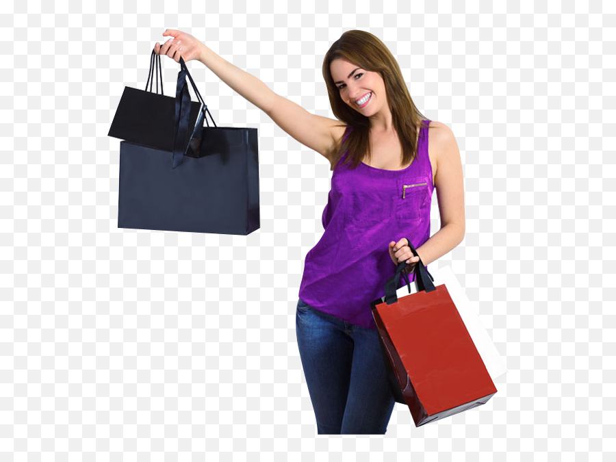 Download Happy Girl Png Image - Woman Shopping Bag Png Emoji,Shopping Bag Png