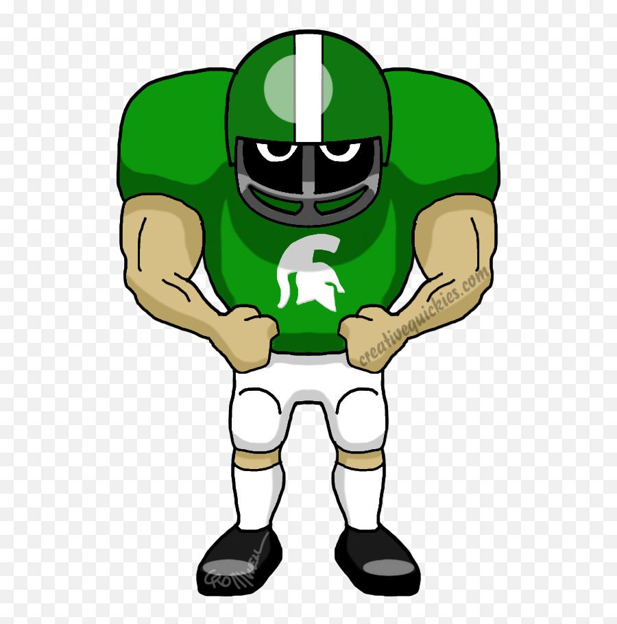 East Lansing Michigan State Spartans - Cartoon Bronco Football Player Emoji,Msu Spartan Logo