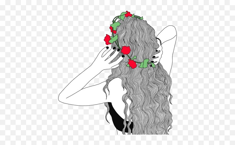 Girl Wearing Flower Crown Drawing - Lindas Fotos De Bonecas Desenhadas Emoji,Crown Outline Png