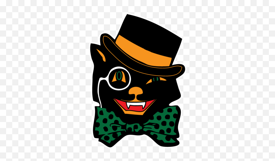 Halloween Black Cat Top Hat Bow Tie Cute Scary Omen - Cat Emoji,Black Bow Tie Clipart