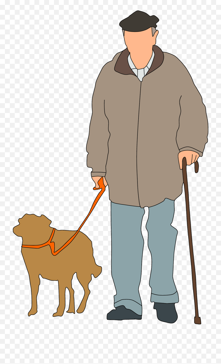 Old Man With A Doge And Cane Clipart Free Download - Dog Walking Man Png Emoji,Doge Png