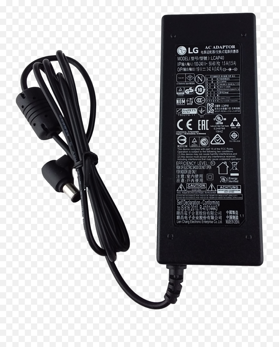 Download Hd Original Lg Lcap40 Tv Power Adapter Cable Cord Emoji,Power Cord Png