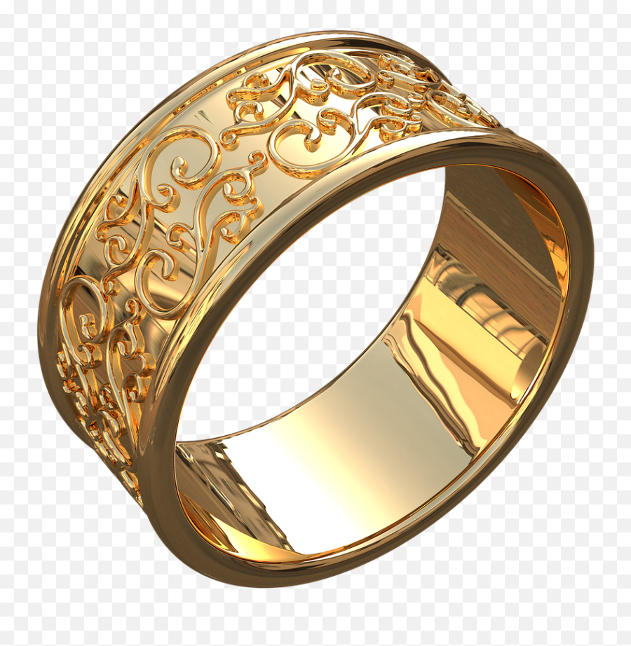Ring With Patterns Gold Jewelry Transparent Background - Ring Patterns Jewelry Emoji,Transparent Patterns