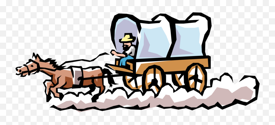 Vector Illustration Of Old West Chuck - Moving West Clipart Emoji,Covered Wagon Clipart