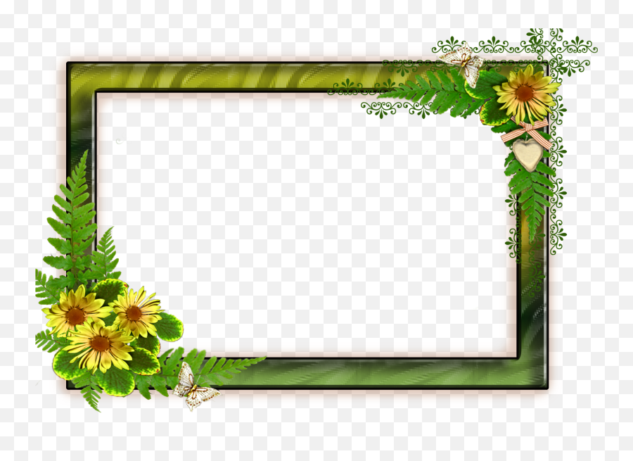 Png Frame With Flowers - Background Photo Frame Png Emoji,Picture Frames Png