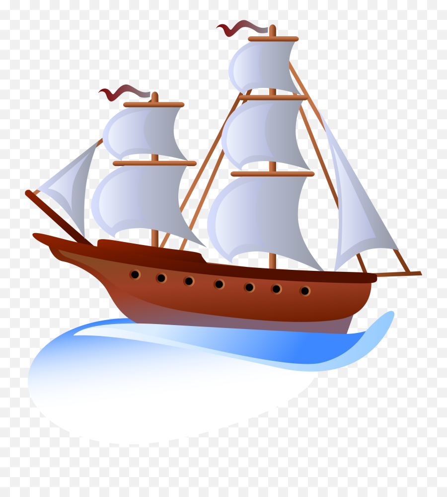 Clip Art Free Stock Boat Svg Yacht - Cartoon Sailing Ship Png Emoji,Ship Clipart
