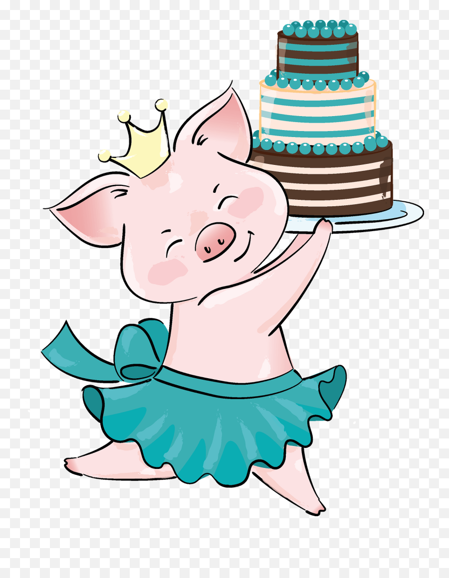 Cute Pig Princess With Birthday Cake Clipart Free Download - Cake Decorating Supply Emoji,Cake Clipart