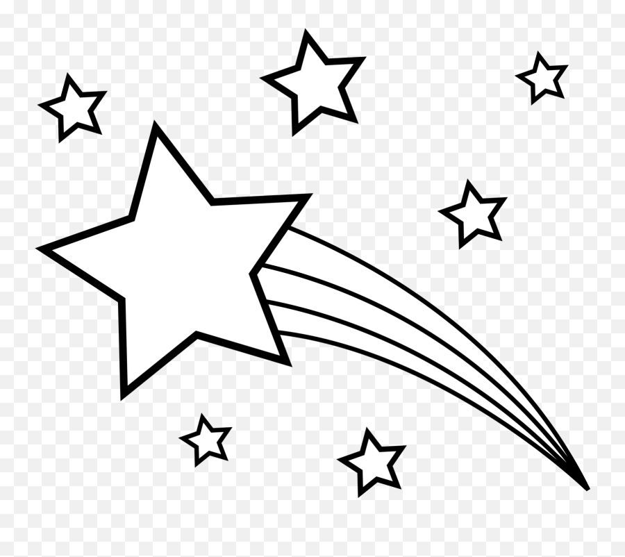 Shooting Star Clip Art Black And White - Outline Shooting Star Clipart Emoji,Shooting Star Png