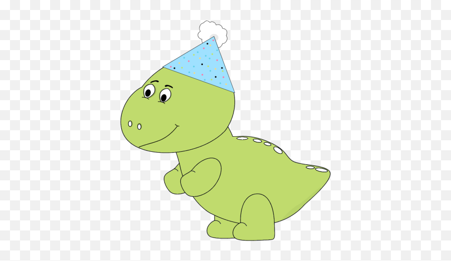 Green Dinosaur Wearing A Party Hat Clip Art - Green Dinosaur Dinosaur In A Hat Clipart Emoji,Party Hat Png