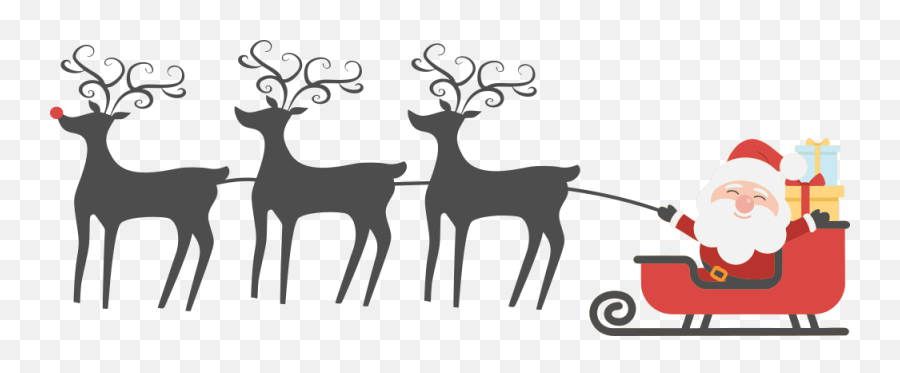 Happy Santa Sleigh And Reindeer - Santa Claus Emoji,Santa Sleigh Clipart