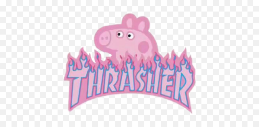 Download Hd Thrasher Pink Logo Peppapig - Peppa Pig Emoji,Thrasher Logo