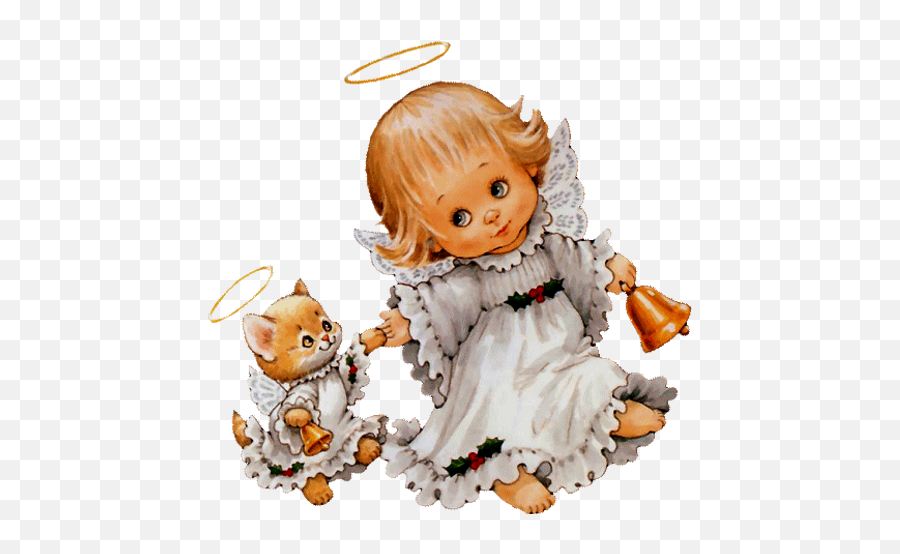 Pequeño Ángel Rm Christmas Angels Angel Kitten Art - Cute Angels With Animals Emoji,Christmas Angel Clipart