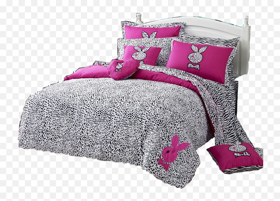 Playboy Bed Bedding Furniture Pink Freetoedit - Pink Queen Size Emoji,Leopard Print Clipart
