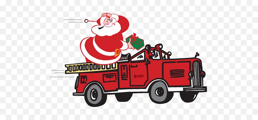 Santa Visit U2013 Middleridge Civic Association - Fire Truck Santa Clipart Emoji,Fire Truck Png