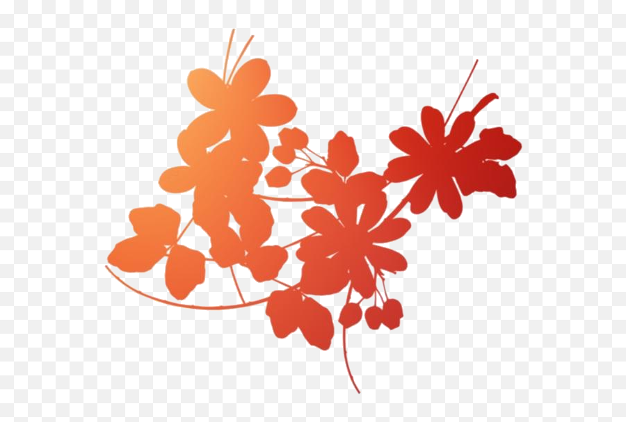 Transparent Autumn Flowers Silhouette Png Flowers Png - Decorative Emoji,Fall Flowers Clipart