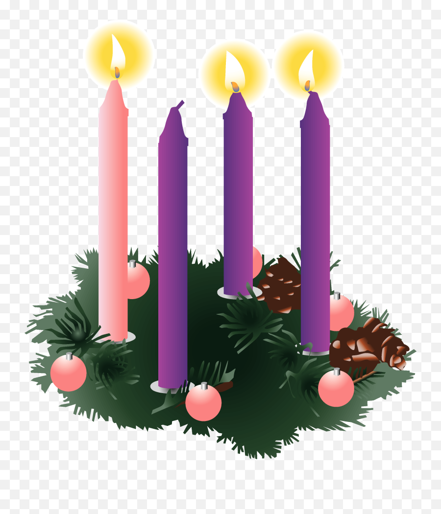 Advent Wreath With Three Candles Lit - Advent Wreath First Sunday Emoji,Advent Clipart