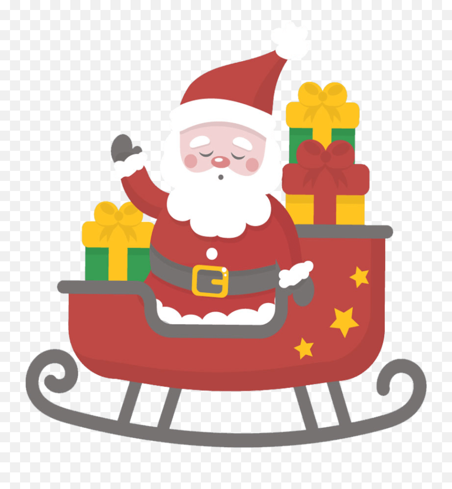 Free Cute Santa Sleigh Clipart For - Santa Clause In Sleigh Clip Art Emoji,Santa Sleigh Clipart